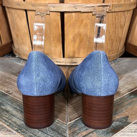 Aerosoles Silver Star Blue Suede Stacked Block Heel Slip-On Pumps Heels Womens 6 - Picture 6 of 11